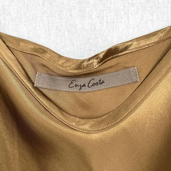 ENZA COSTA Dress Womens Medium Fatigue Satin Bias Slip Maxi Spaghetti Strap NWOT - Picture 9 of 15